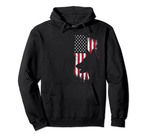 German Shepherd American Flag Shirt USA Patriotic Dog Gift Pullover Hoodie