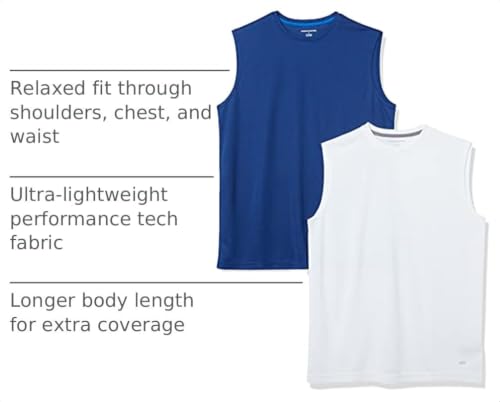 Image of Amazon Essentials Men's Active Performance Tech Muscle Sleeveless Top, Breathable Moisture Wicking Workout Shirt