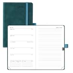 POPRUN Pocket Diary A6 Week to View 2026 PU Leather Soft Cover Appointment Book 16 x 10.5 cm - 26 Small Weekly Planner & Notebook in One, Inner Pocket (Peotrol Green)