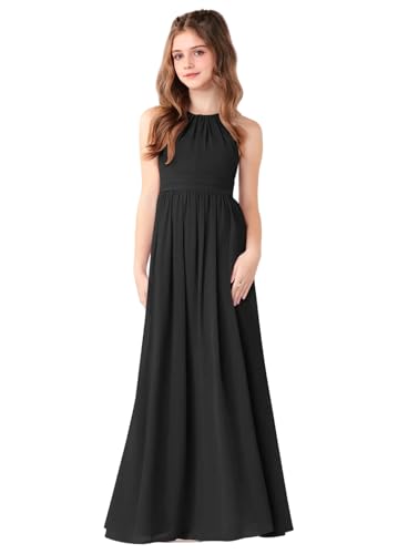 Chiffon Junior Bridesmaid Chiffon Dress Ruffle Flower Girl Dresses for Wedding A-Line Long Pageant Gown