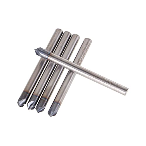 Image of findmall 5Pcs 1 /8 Inch Helix Carbide End Mill Tialn Coated 4 Flute 90 Degree Chamfer Angle Fit for Aluminum Cut Non-Ferrous Metal Upcut CNC Spiral Router Bit