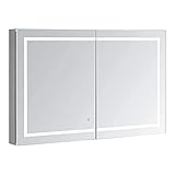 AQUADOM Royale Plus LED Medicine Mirror Cabinet 40in x 30in x 5in Recessed Surface Mounted, Defogger, LED 3X Makeup Mirror, Electrical Outlets, Interior LED Light