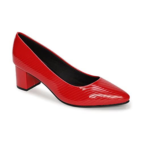 Image of Marc Loire Women's Self Design Comfortable Slip-on Casual Pointed Toe Block Pumps Heels