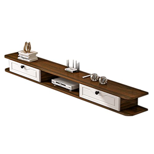 Soporte flotante para TV montado en la pared, consola de TV de madera maciza, diseño de ahorro de espacio, gran capacidad, perfecto para estantes del hogar y la oficina (tamaño: 140 cm, color: nogal