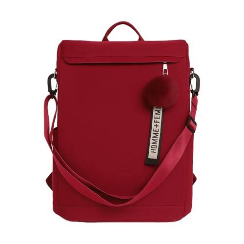 Bolsa Mochila Feminina Escolar Média Alça de Ombro Costas e Mão, Bolso Antifurto Espaçosa (Vinho)