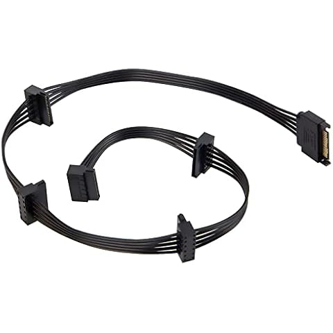 YieJoya Festplatte 15PIN SATA Kabel, männlich 15 Pin SATA zu weiblich 5 SATA serielle Kabel Splitter Kabel gelten Cover