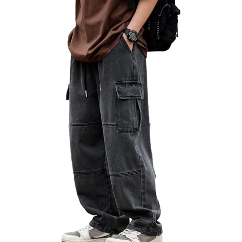 Men's Baggy Hip Hop Jeans Causal Cargo Denim Pants Y2K Joggers Wide Leg Streetwear Jeans with Pockets