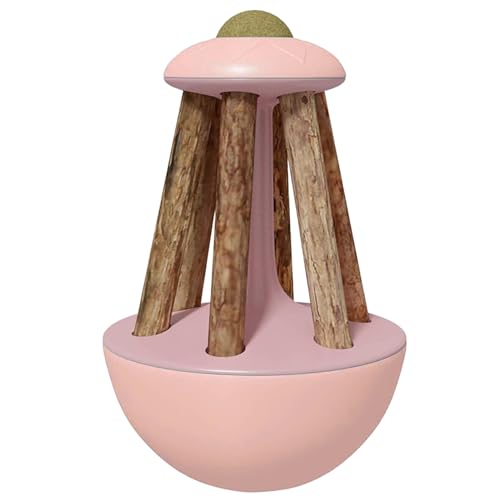 Image of cature Care by Nature Interactive Cat Catnip Toy - Cat Tumbler Toy With Catnip Ball And Silvervine Stick, Teeth Cleaning Chew Toy For Kitten, Fun Toy For Cat Exercise & Molar Tools (Pink)