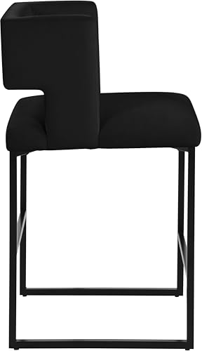 Meridian Furniture Caleb Collection Modern Butaco con Respaldo Cuadrado Único y Patas de Hierro Estables, Set de 2 Terciopelo Negro, 19.5" Ancho x 20.5" Profundidad x 36" Alto miniatura 5