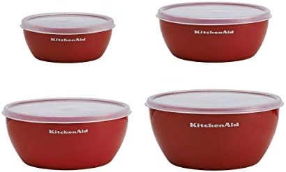 KitchenAid Classic Prep Bowls with Lids, Set of 4, Empire Red