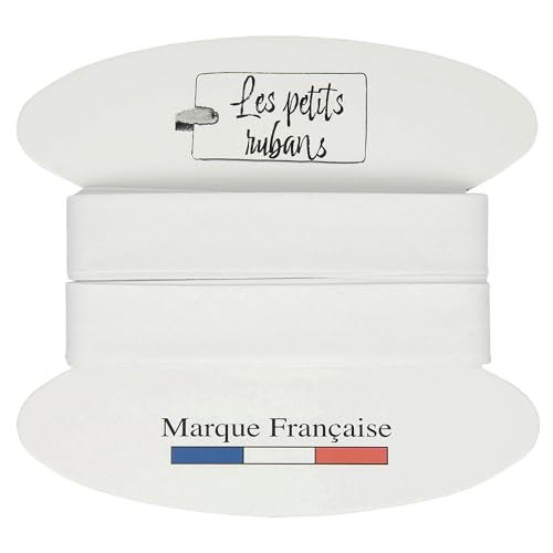 Les Petits Rubans Cinta al bies 100% algodón - 20 mm de ancho, 5 metros de largo - Ribete para costura, tapicería, ropa y mantas - Blanco