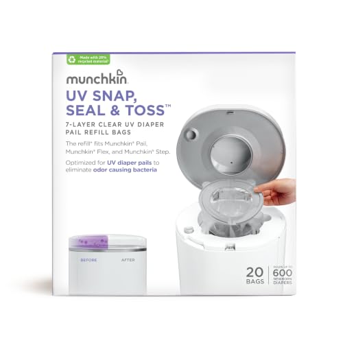 Munchkin® UV Snap, Seal & Toss™ Diaper Pail Refill Bags, Holds up to 600 Newborn Diapers, 20 Pack - image 2