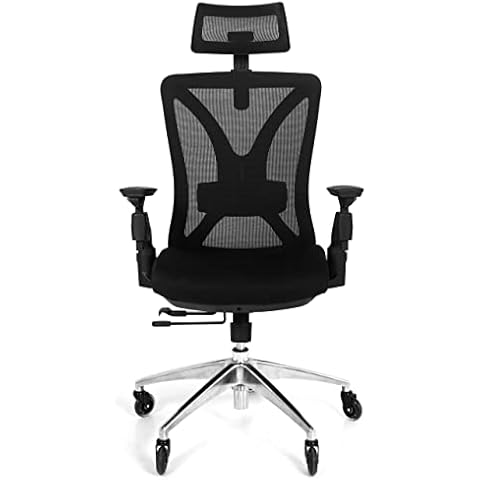 Neatfi Apollo Chair, 4D Armrests, 2D Headrest, Adjustable Lumbar Support and Seat Sliding, Ergonomic High and Nylon Back Frame Mesh with Cloth Hanger, Chrome Base with Blade Wheels (Black) Cover