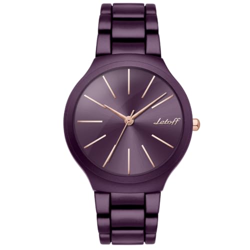 Image of Letoff Women's Wrist Watch, Big Dial Metal Strap, 100 ft Waterproof, Multicolor Casual Fashion Watch