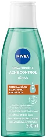 NIVEA Tônico Facial Acne Control 200ml, Controla Oleosidade, Reduz Poros, Refresca e Hidrata, Pele com Tendência a Acne
