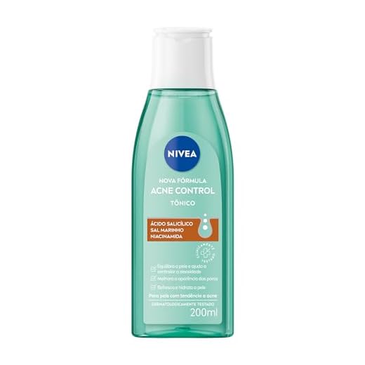 NIVEA Tônico Facial Acne Control 200ml - Ajuda a controlar a oleosidade, não obstrui os poros, remove células mortas, reduz a vermelhidão e hidrata a pele acneica