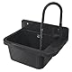 Granitan Ausgussbecken für Garage Keller Werkstatt und Waschküche - Universal Waschtrog mit Siphon - Waschbecken Wandmontage - 50x34x31 cm (Schwarz + Waschtischarmatur FLEX)