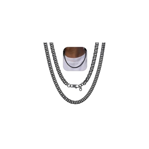 FaithHeart Miami Cuban Link Chain for Men, Silver/Black/14K Gold Plated Stainless Steel Cuban Link Chain Necklaces, 3.5/6/9/12mm Mens Necklace Hip Hop Jewelry 18"-30" Length 24 Inch 6mm-Blac