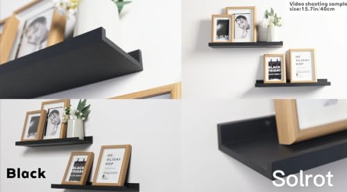 Image of Black Floating Shelves for Wall Decor, 56 in Shelf with Lip Set of 2 | 4.5 inch Deep Display Picture Ledge Shelf, Long Wall Mounted Storage Shelves for Bedroom, Bathroom, Living Room, Kitchen, Nursery