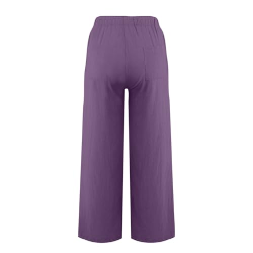 Geleglaer Linen Pants for Women Summer Lightweight Drawstring High Waisted Pants Casual Loose Wide Leg Trousers with Pockets3