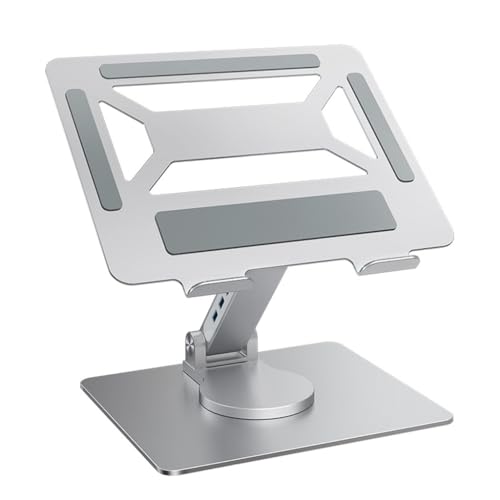 Support d'ordinateur portable blanc pivotant et bureau pliable rotatif