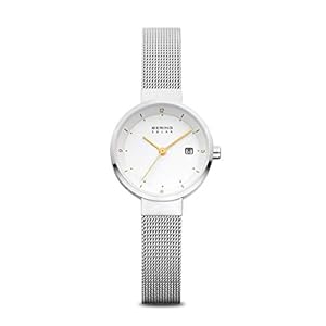 Bering Dames Analoog Solar Horloge met Roestvrij Stalen Armband 14426-001, Zilver