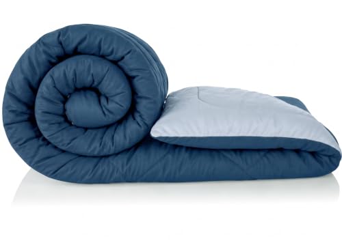 Image of DECORUM Reversible Comforter Double Bed 250 GSM | Blue & Ice Grey | Ultra Soft Microfiber Quilt | All Season Lightweight Comforter | (228 X 223 CM)