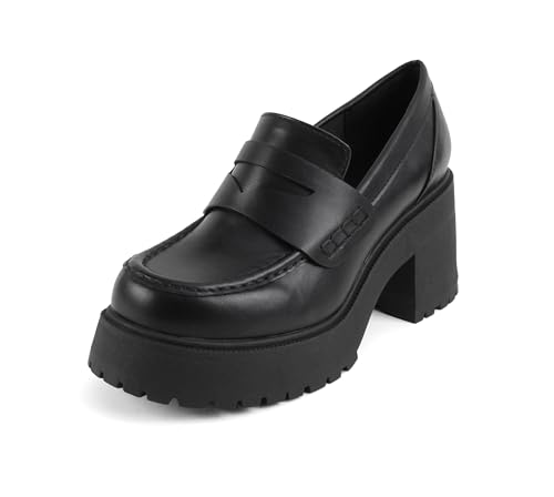 Image of Soda inchAMP inch ~ Women Round Toe Slip-On Lug Sole High Heel Penny Loafer Shoe