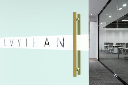 Image of 36 inch Titanium Gold Square Barn Door Pull Handle Double Sided | Heavy Duty 304 Stainless Steel, 27-9 /16 inch Hole Spacing, Fits 3 /4 inch-2 inch Thick Barn, Front Entry, Sliding & Exterior Doors