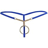 TAIKMD Mens Low Rise Metal O-Rings T Back G-String Bikini Thongs Briefs Jockstrap Underwear (Blue)