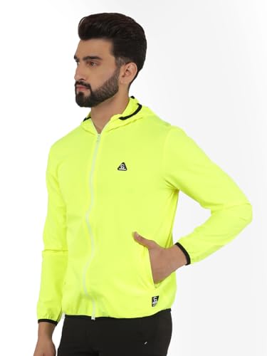 Image of GREENLANDS Windcheater GNL TRISH: Men's Reflective Windproof Jacket - NS Lycra, Breathable Mesh, Multiple Pockets, Adjustable Waist, Full Sleeves for Outdoor Adventures