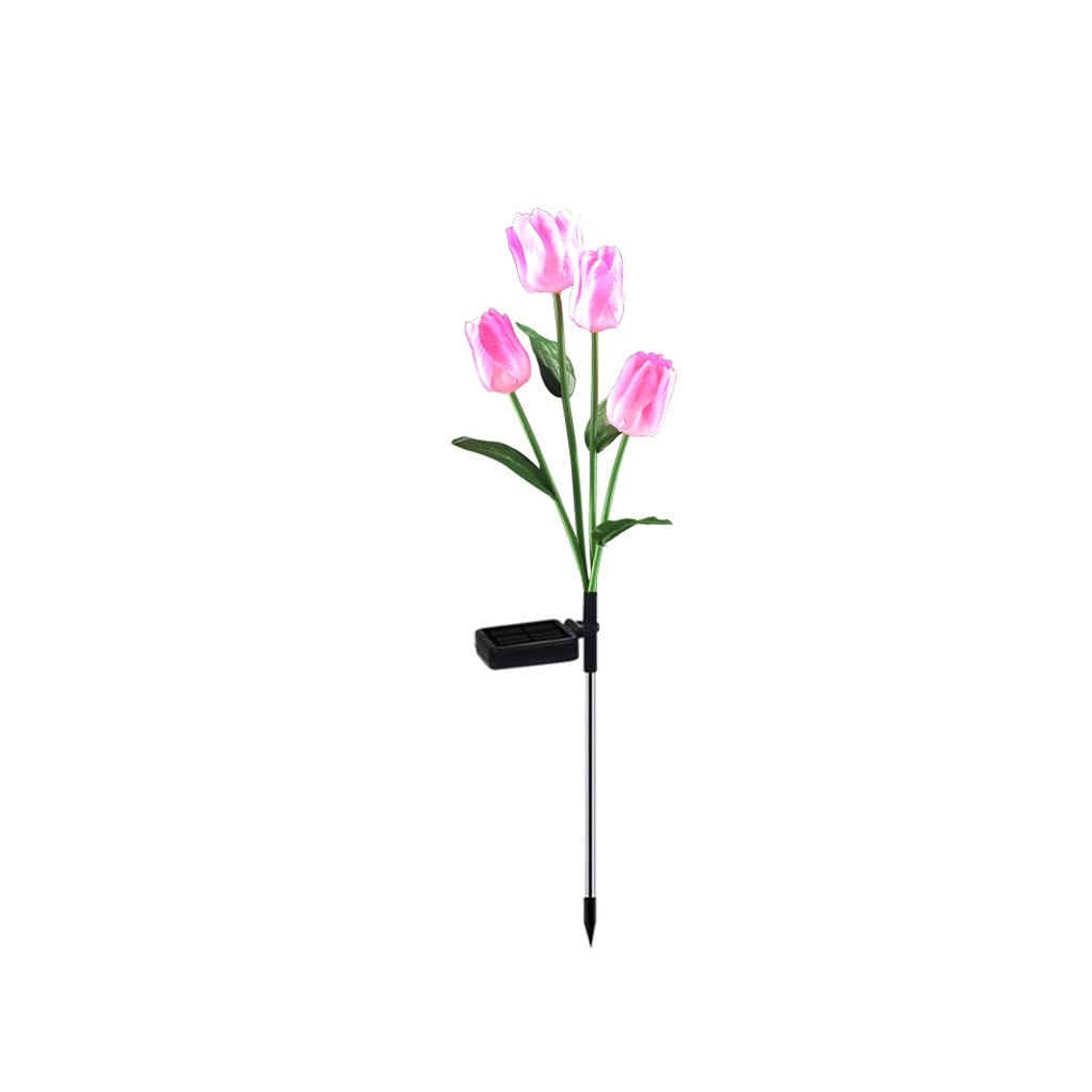 Dwie zainstalowane Solar LED Symulacja Kwiat Tulipany Zewnętrzne dekoracyjne oświetlenie ogrodowe Oświetlenie trawnika krajobrazowego (Color : Pink)