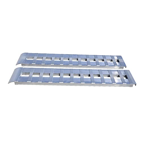 Gen-Y Heavy Duty Aluminum Loading Ramps - Set of 2-8 Foot Trailer Ramps, 10000 lbs Capacity, 15 Inch Wide, Hybrid Hook and Plate Ends, Serrated Cross Rungs for Maximum Traction