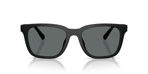 Coach Men's HC8426U Universal Fit Square Sunglasses, Matte Black/Grey Solid Polarized, 54 mm