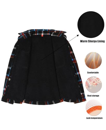 Image of ThCreasa Boys Sherpa Lined Plaid Button Shirt Jacket