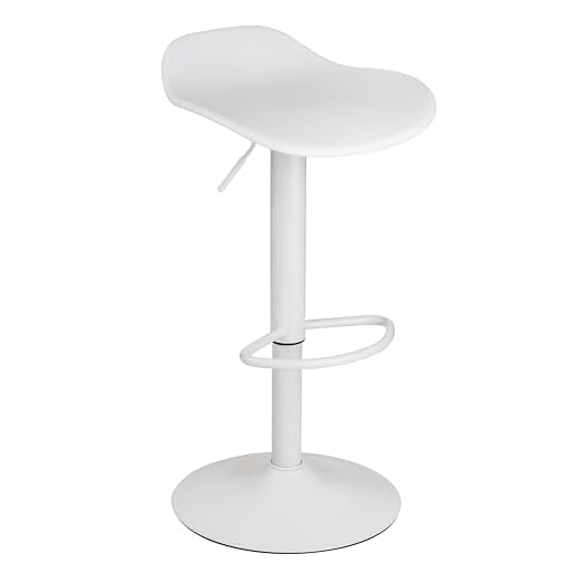 Baroni Home Tabouret de Bar Rotatif à 360°, Tabouret avec Hauteur réglable, Fond Anti-Rayures et Repose-Pieds, Cuisine, Restaurant, Bar, léger et Montage Facile, 41x40x64–86 cm, 1 pièce, Blanc