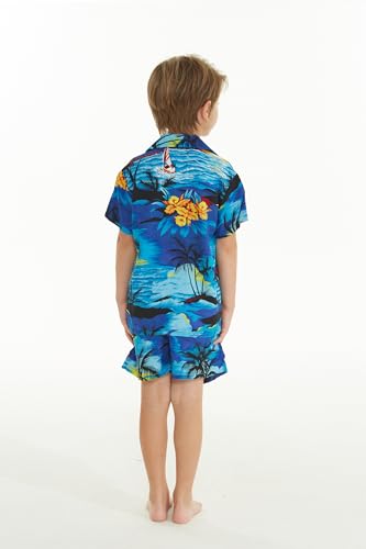 Image of Boys' Aloha Shirt Cabana Set in Signature Prints | Button Front Shirt; Soft Rayon Fabric; Signature Tropical Prints; Lightweight Comfort; Vacation Ready
