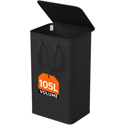 Lifewit 105L Wäschekorb mit Deckel, Wäschekorb Waschenkorbe Faltbar, Wäschesammler mit Griffen, Wäschebox Laundry Basket...