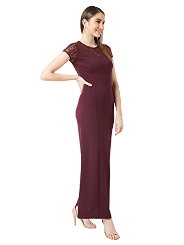 Image of Miss Chase Women's Round Neck Cap Sleeves Sequin Paneled Maxi Dress