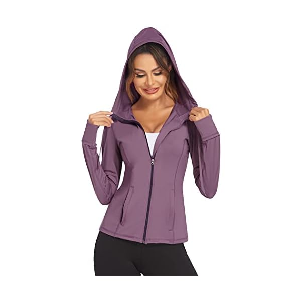 Mokermi Women's Running Jacket Full Zip Athletic Hoodie Lightweight Sportswear Fit Sports Yoga Workout Track Jacket