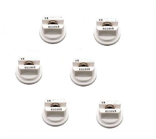 Pack of 6 - TeeJet Extended Range Flat Spray Tips White 80° Polymer w/SS Insert Farmer Bob's Parts XR8008VS