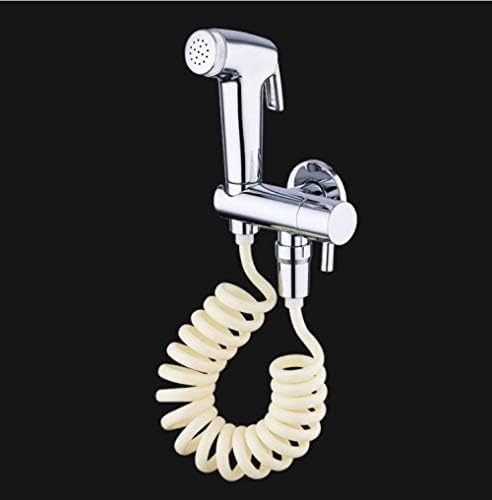 Rubinetto da Cucina 1 Set in Ottone Massiccio con valvola angolare Singola per Acqua Fredda, Rubinetto Bidet con doccetta cilindrica, Modello Crane Chrome