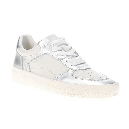 VINTAGE HAVANA Womens Fast Metallic Perforated Lace Up Sneakers Shoes Casual - Silver, White2