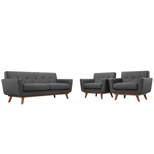 Sillón Moderno Tapizado Tela Gris miniatura 2