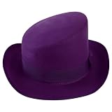 Alvivi Unisex Women Asymmetrical Top Hat Wool Felt Hat Melon Hat Vintage Headdress Carnival Halloween Cocktails Mottoparty Purple One Size