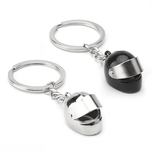 WOKICOR 2 pièces porte‑clé casque moto 3D – mini‑casque en métal motorrad helm schlüsselanhänger biker gift cadeau motard keychain – style moto...