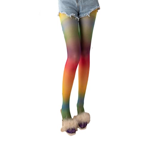 NUEAYMS Rainbow Gradients Pantyhose for Women Long Sheer Tights High Waist Pantyhose Thigh High Stockings4