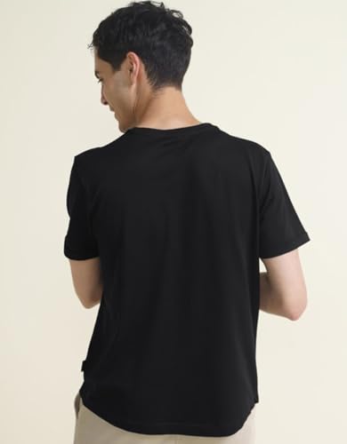 Image of Veirdo Regular Fit Half Sleeves Round Neck Typographic Printed Pure Cotton T-Shirt for Men (Available Colors: Black, Navy, Swan White, & White) (Sizes: S to 2XL)