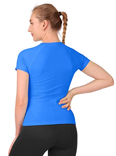 Image of MathCat Seamless Workout Tops for Women Short Sleeve Yoga Running Shirts,Breathable Athletic Compression Shirt Women XS-XL