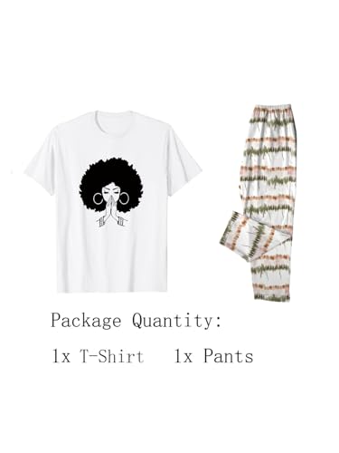 Image of Black History Pajamas, Graphic Matching Sets for Women, Magic Afro American Natural Hair Vintage Melanin T-Shirts and Pants